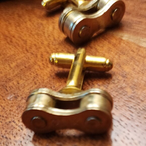 Gold Cufflinks made of Stainless Bike Bicycle chain in Gift Boxed Groomsmen's - Picture 9 of 10